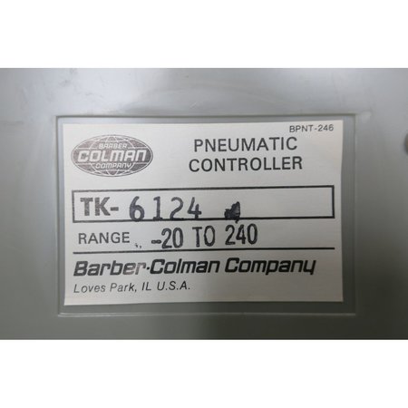 Barber Colman Reverse Bulb Thermostat 20240F Pneumatic Temperature Controller TK-6124